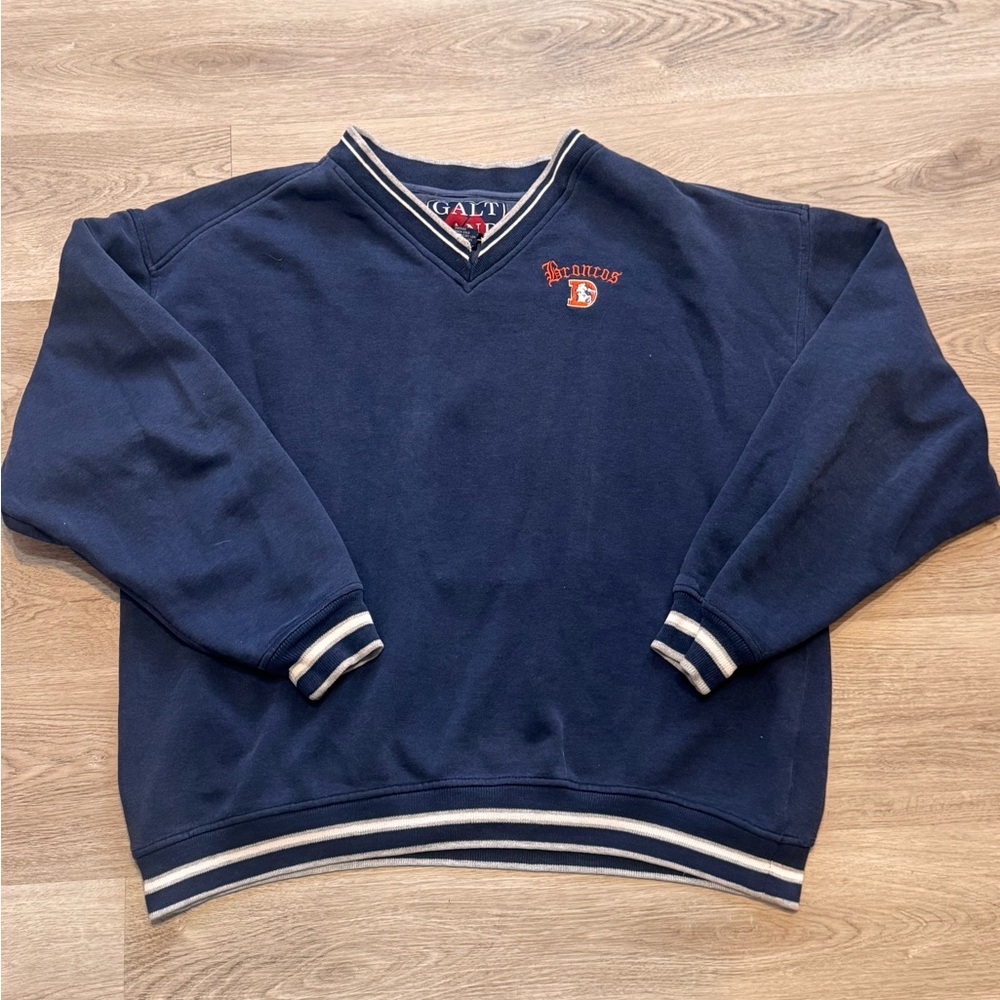 Vintage Denver Broncos NFL Galt Sand Embroidered V-neck Sweater